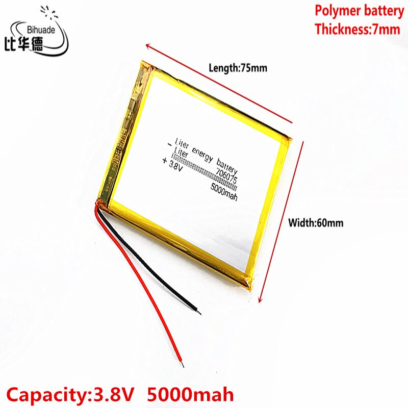 Hochwertiger 3.8v,5000 -mah 706075 lithium-polymer-akku (li-ion) für tablet-pcs, powerbanks und gps-geräte ,mp3,mp4
