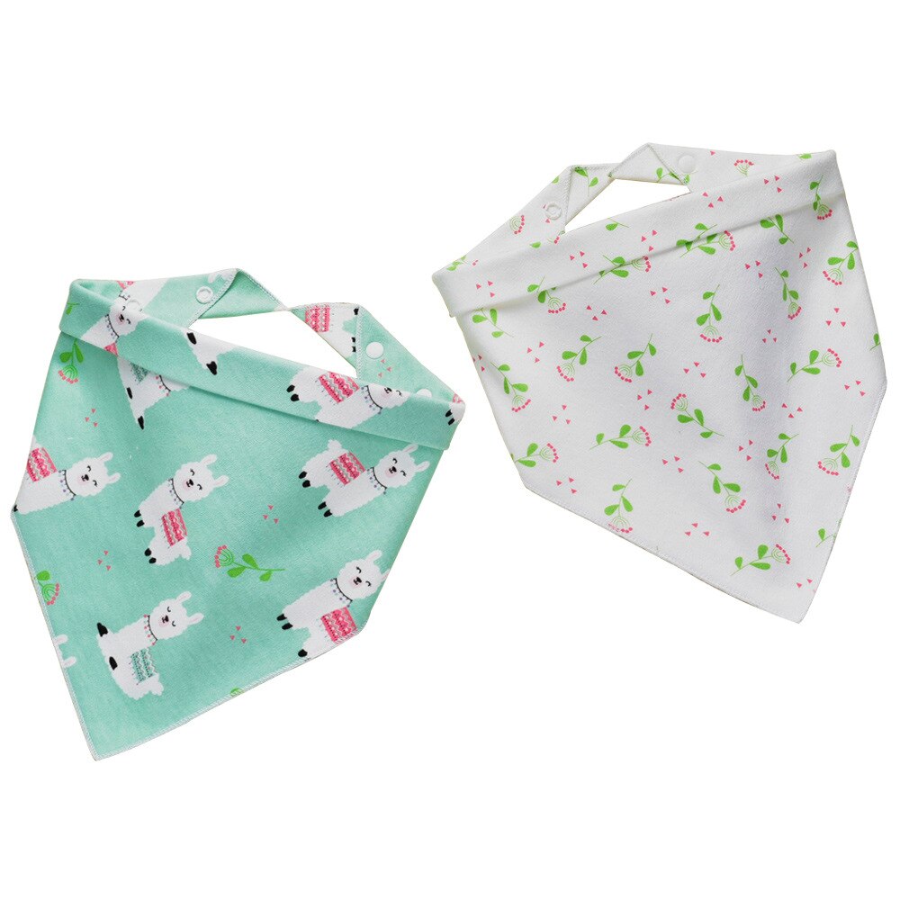 2 Pack Cotton Baby Bibs Baby Double-Sided Snap Button Triangular Baby Bibs Scarf Bib: Grijs