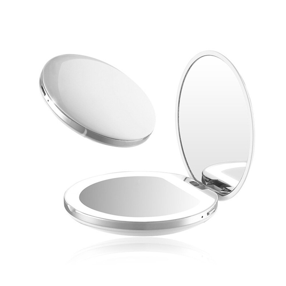 1X/3X Magnifying Lighted Makeup Mirror Light Mini Round Portable LED Make Up Mirror Pocket Makeup Mirror with Light: white