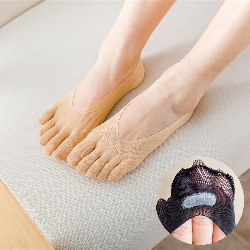 Vrouwen Zomer Vijf-Vinger Sokken Vrouwelijke Ultradunne Sok Funny Teen Onzichtbare Sokken Met Siliconen Anti-Slip Ademend Anti-Wrijving