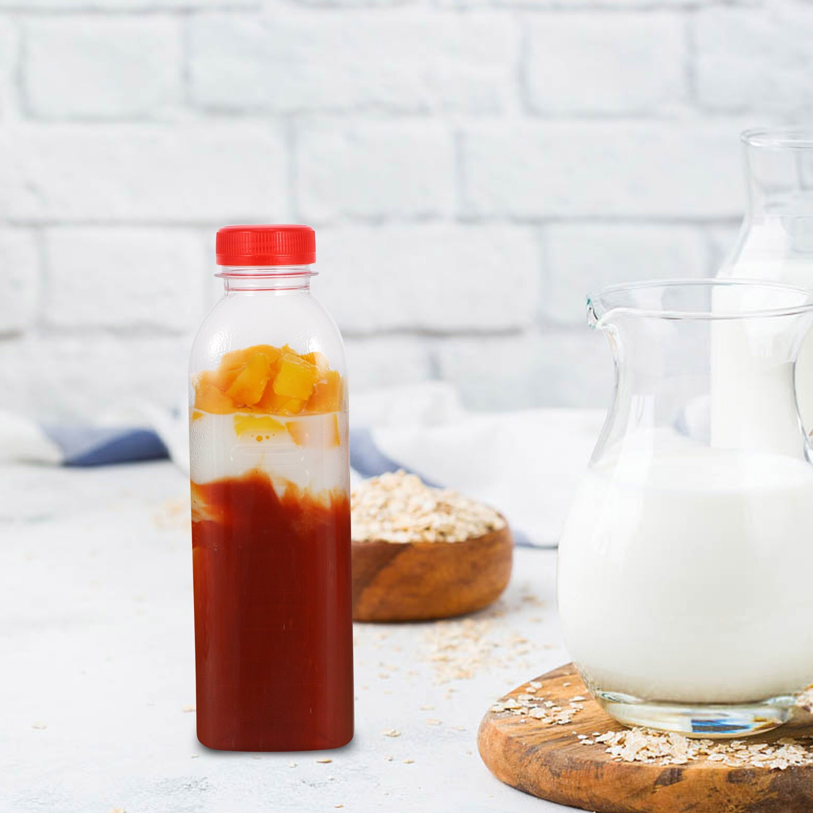 Botellas Vacías de plástico desechables, botellas transparentes con escala, 500ml, 10 Uds.