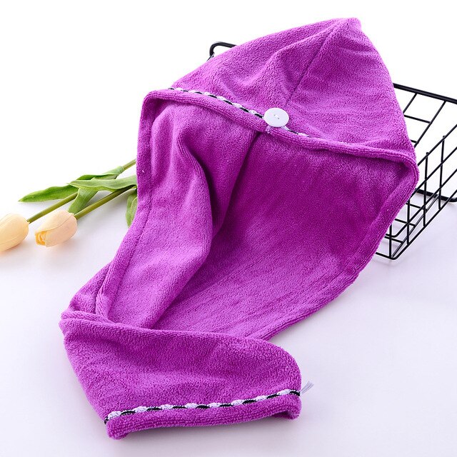 Serviette absorbante en microfibre pour cheveux secs, chapeau Turban épais pour envelopper la tête, outil de bain: Dark Purple