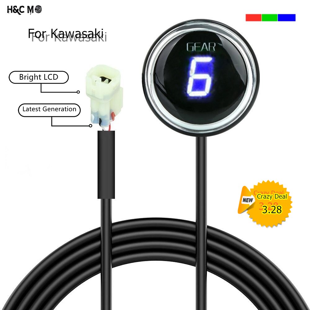 Indicador de Engranaje redondo para motocicleta Kawasaki, indicador de marchas de 1 a 6 niveles, Plug & Play para motocicleta Kawasaki Versys 650 1000