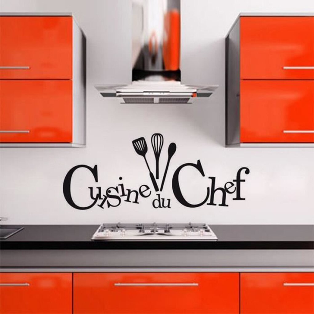 Wall Stickers Cuisine Cook Kitchen Drawing Dinning Room Poster Paster Decals Wallpaper Home Art Black