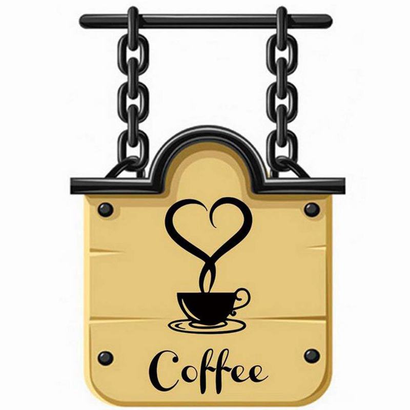 1 x Cafe Cup Stickers / Coffee cup Kitchen Art Wall Stickers for Home Decoration Removable Wall Stickers (B)
