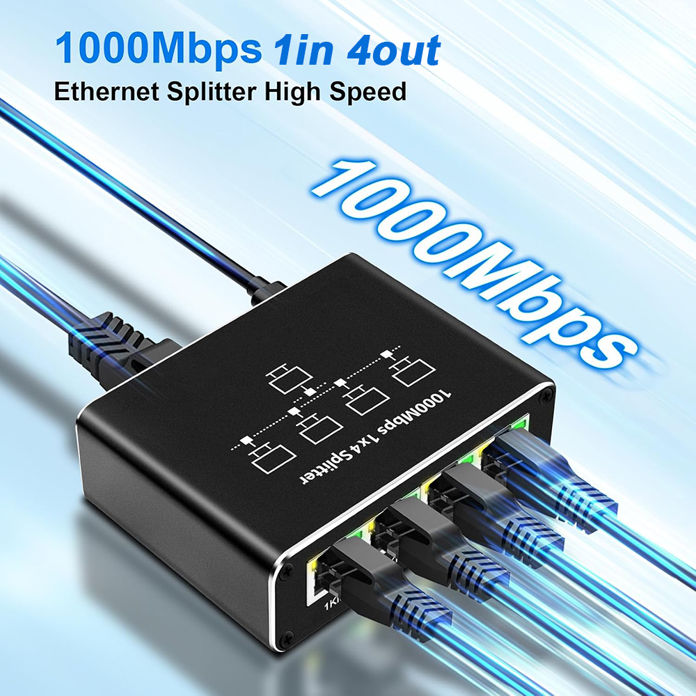 100/1000 Mbit/s Ethernet-Netzwerk-Splitter 1 bis 2/4 RJ45-Verteiler Internet-Verteiler-Hub für Router Computer Digitale Fernseher