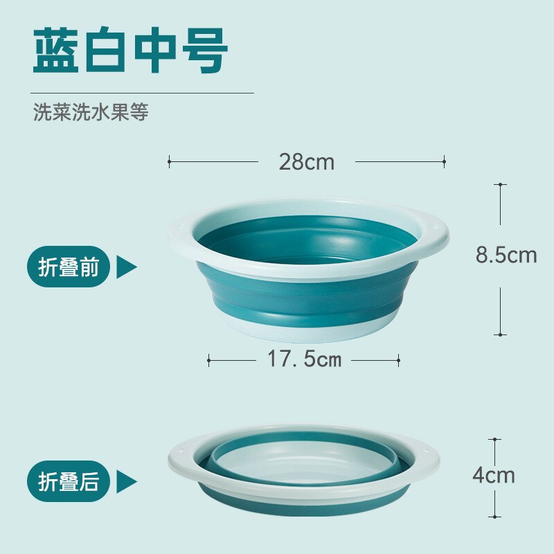 Silikon Klapp Waschbecken Rahmen kinder Waschbecken Cartoon Einziehbare Zu Hause Student Schlafsaal Baby Wasser Becken Waschbecken: blue medium