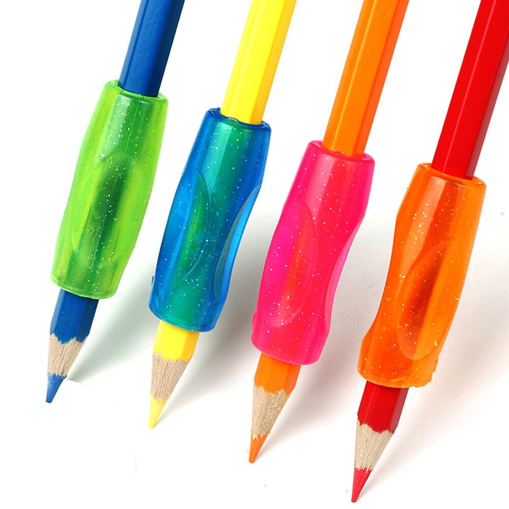 4Pcs Cylinder Shape Pencial Grip Adjust Children Gesture Silicone Soft Pencil Pen Student Grip Handwriting Tool