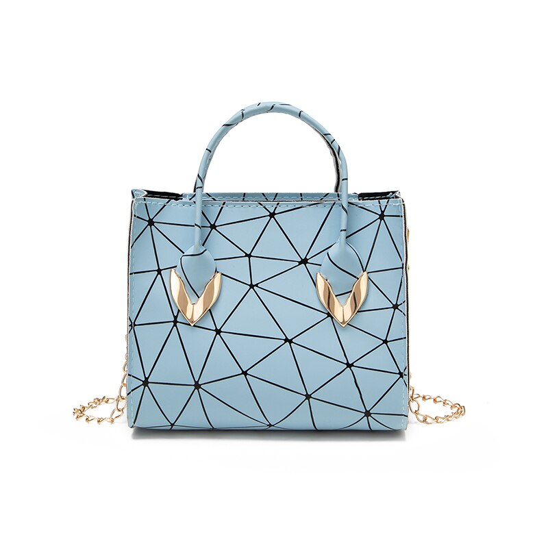 Personality Daily Small Bag Lady PU Magic Color Rhombus Single Shoulder Bag Multi-Function Messenger Bag Women Handbag: Blue