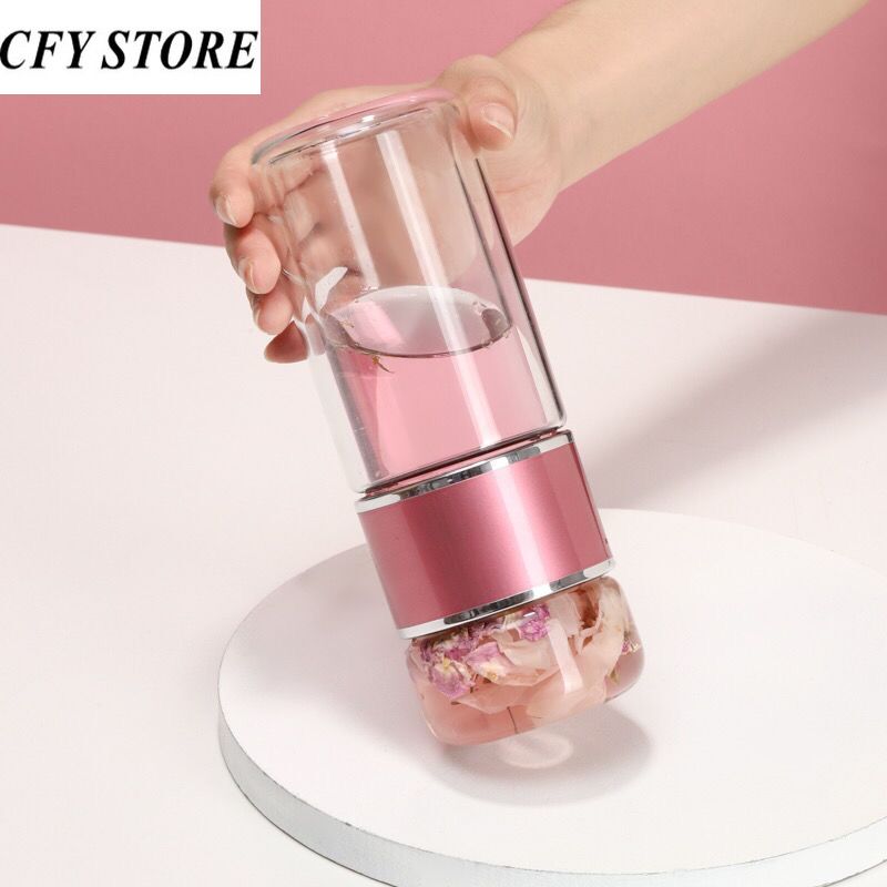 380ml Glass Double Wall Water Bottle High Borosilicate Glass Tea Water Separation Cup Milk Coffee Drinking Glasses Drinkware
