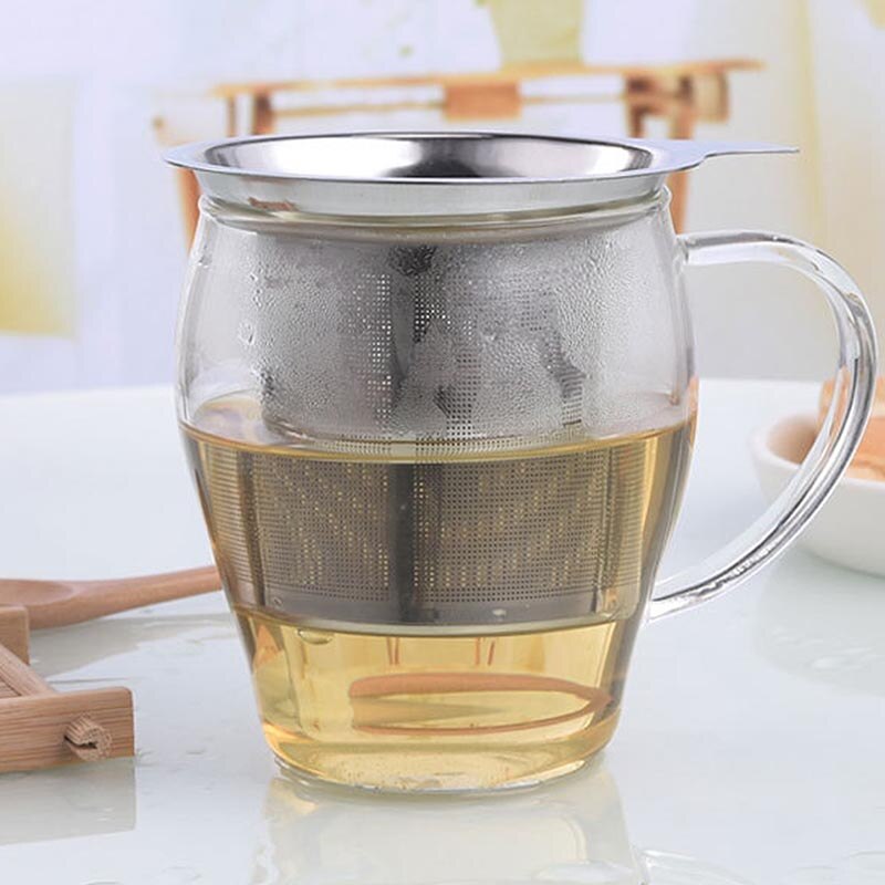 Køkkentilbehør te mesh metal infuser rustfrit stål kop te blad filter med låg filter te si genanvendelig