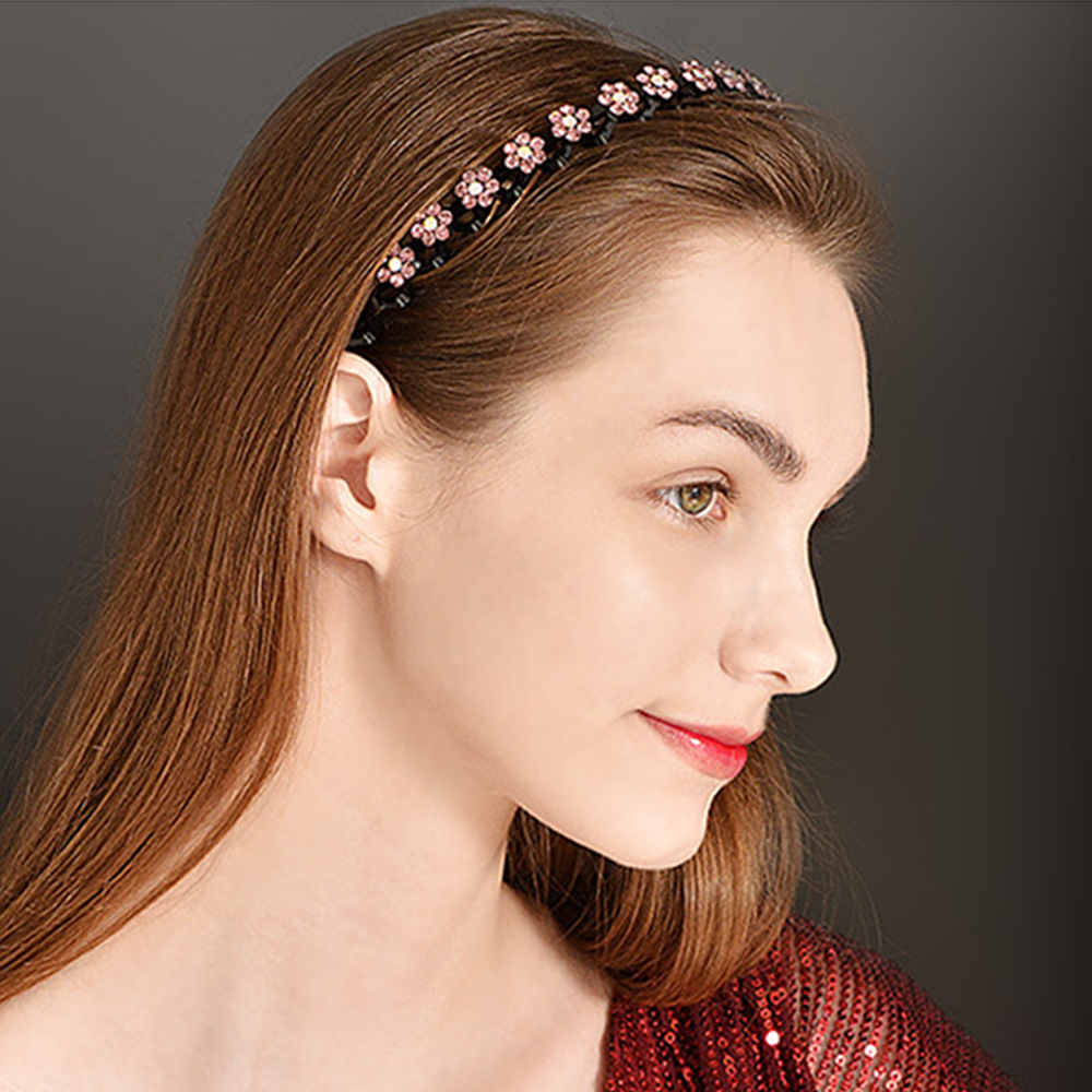 Non-Slip Rhinestone Hairbands Elastic Flower Pearl Women Hair Hoop Bands Headband Bezel Girls Hair Accessories Headdress