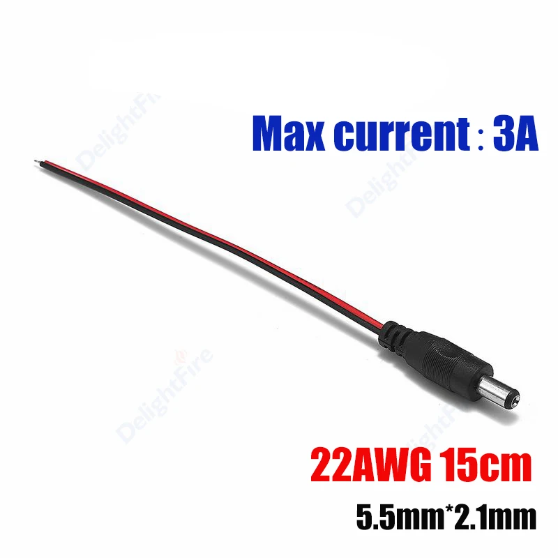Cable de alimentación CC pelado 22 20 18 AWG macho hembra 12V adaptador conector Pigtail de repuesto para altavoz tira LED cámara CCTV