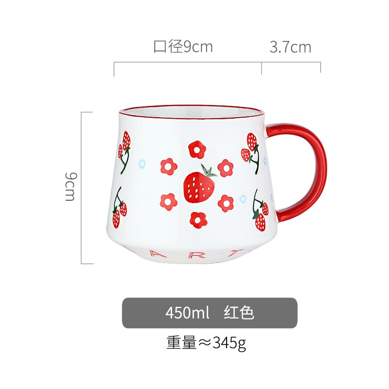 Aardbei Leuke Mok Nordic Hoge Capaciteit Creatieve Keramische Mok Voor Paar Met Handvat Taza Personalizada Paar Caneca 60