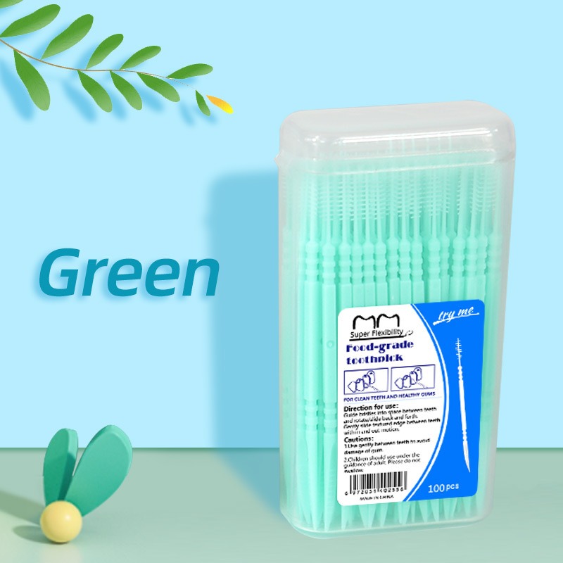 Toothpick Brush 100/200PCs Boxed Plastic Toothpick Disposable Household Interdental Brush Teeth Picking Dental Floss: Brown