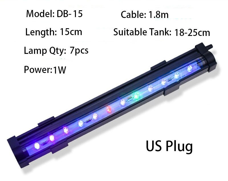 1W/2W/3W/4W Aquarium Light LED Waterproof Fish Tank Lighting Underwater Fish Lamp Aquariums Decor Plant Lamp 100-240V Lights: DB-15 US