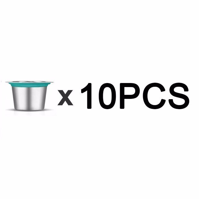 10 Pods 100 Seals Stainless Steel Nesspreso Refillable Capsulas Nespresso Coffee Capsule Pods Reusable Nespresso Coffee Filters: 10PCS x Capsules