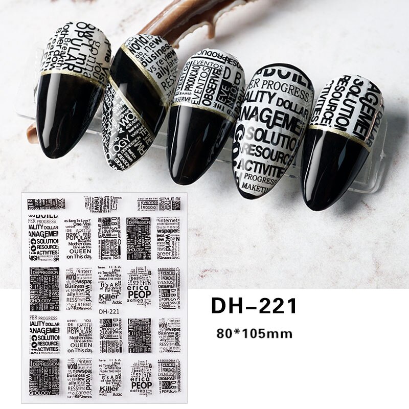 10 piezas 1 paquete de logotipo pegatinas de uñas negro serpiente de uñas, uñas Decoración: DH-221