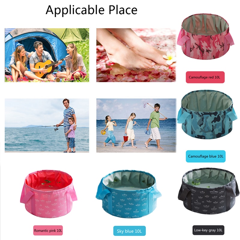 Lavabo plegable para pies, lavabo de baño, cesta de lavado, Cubo de baño para pies de Spa, lavabo plegable de viaje, lavabo de Camping, Cubo de pesca