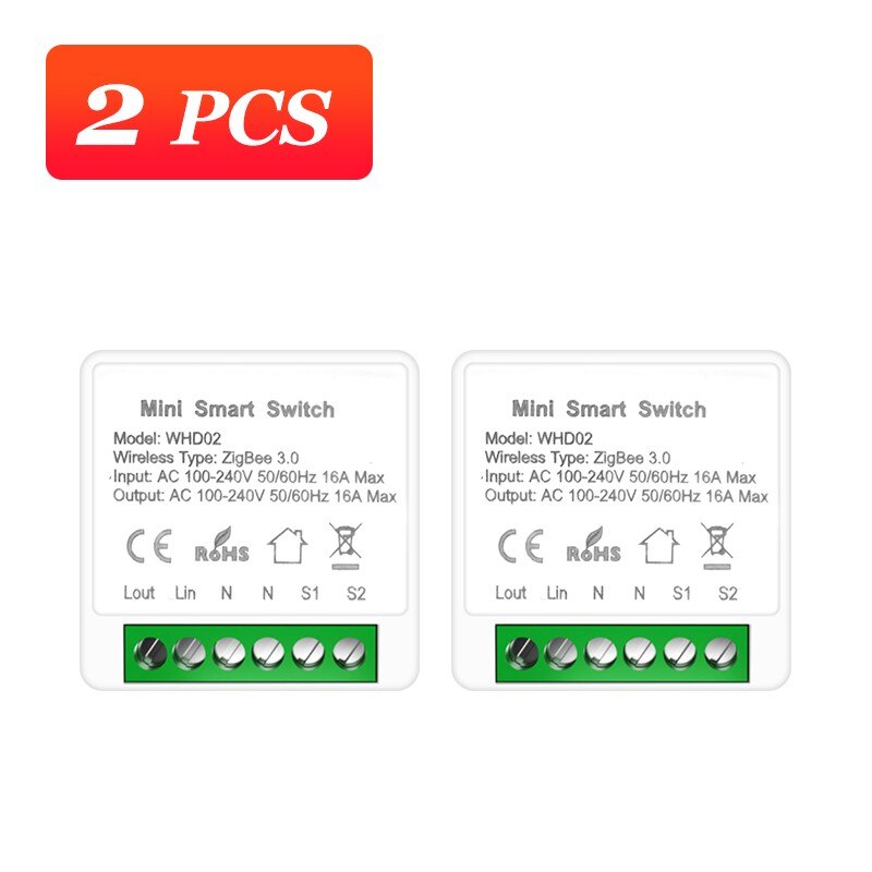 Zigbee Smart DIY Switch Module Tuya 16A Voice Control Via Alexa Google Home Yandex Smart Life App Timer 2-Way Switches: 2 pieces