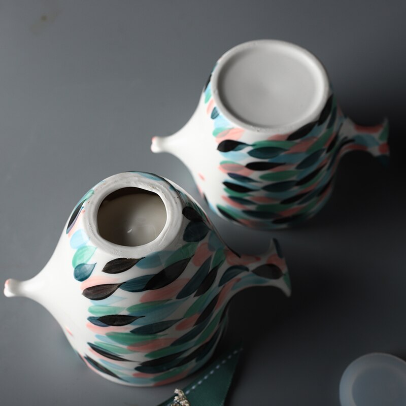 Handmade 3D Fish Shape Ceramic Cup And Saucer Coffee Cup Set Afternoon Black Tea Porcelain Teacup Couple Double Wall Mug