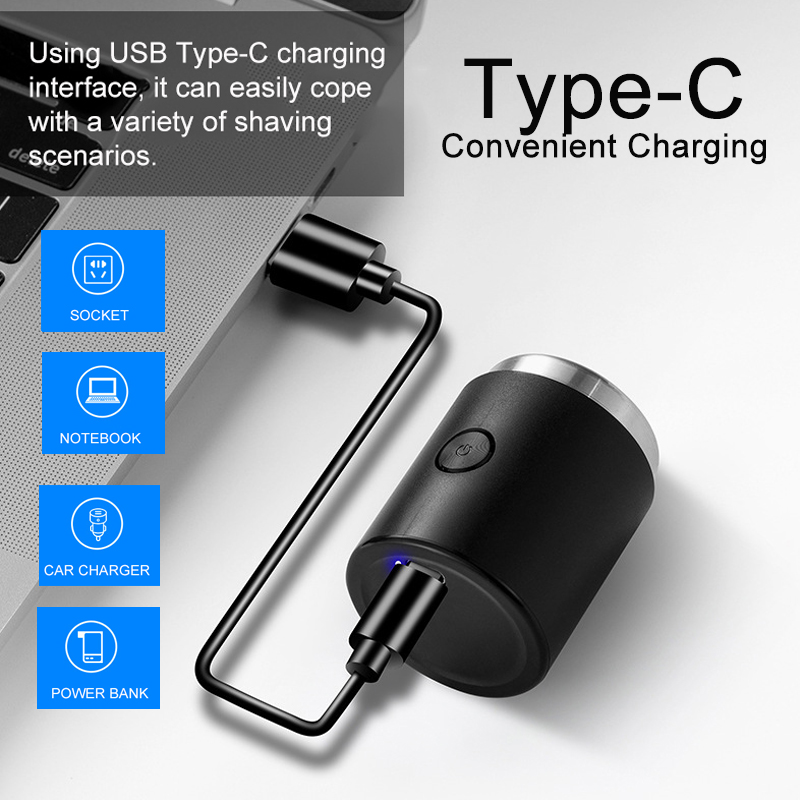 Elektrisch scheerapparaat voor mannen Mini-reisscheermachine Wasbaar Draagbaar Baardtrimmer voor heren Scheermes USB Oplaadbaar en wasbaar