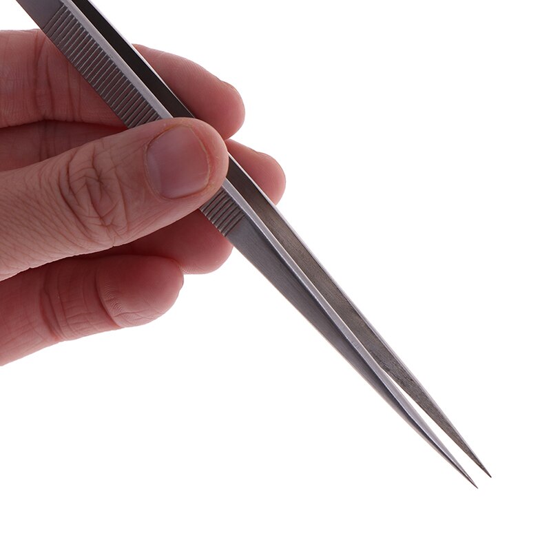 18cm lange elektronische pincetten van roestvrij staal met een puntige punt en een rechte pincet, lengte ongeveer 7.1 cm