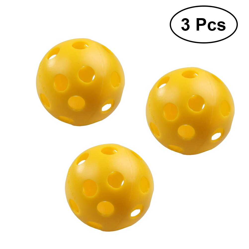 Pelotas de Golf huecas con flujo de aire de 3 uds, pelotas de entrenamiento de plástico para práctica de Golf: Amarillo