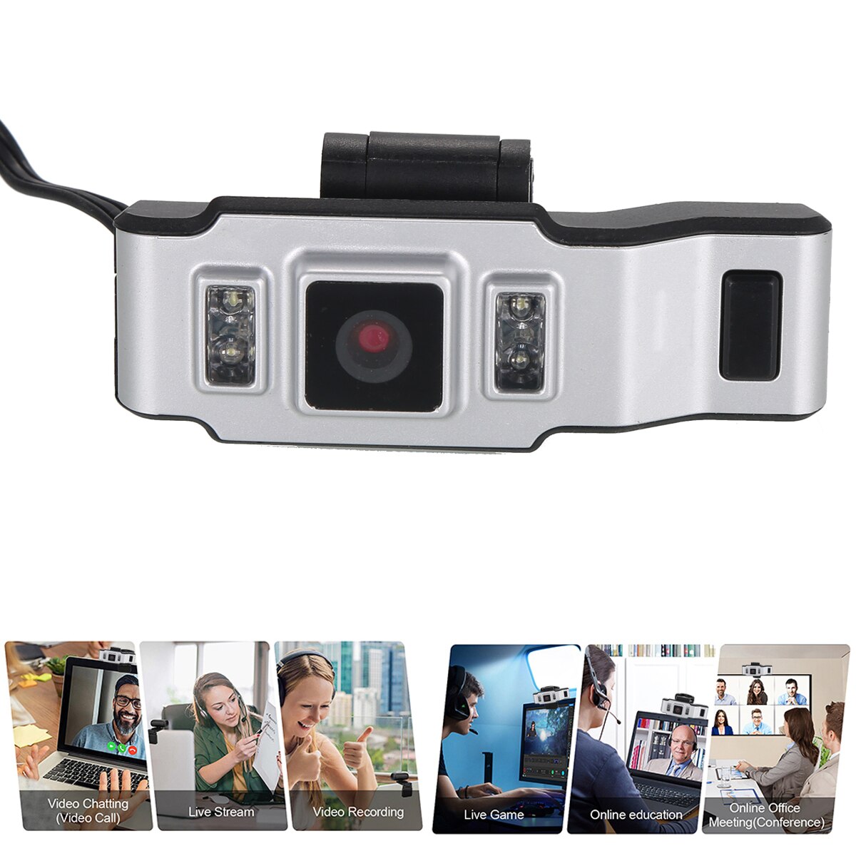 brand 640x480P Driverless Webcam with LED Light for night vision viewing Plug-n-Play Laptop Computer USB Web Camera