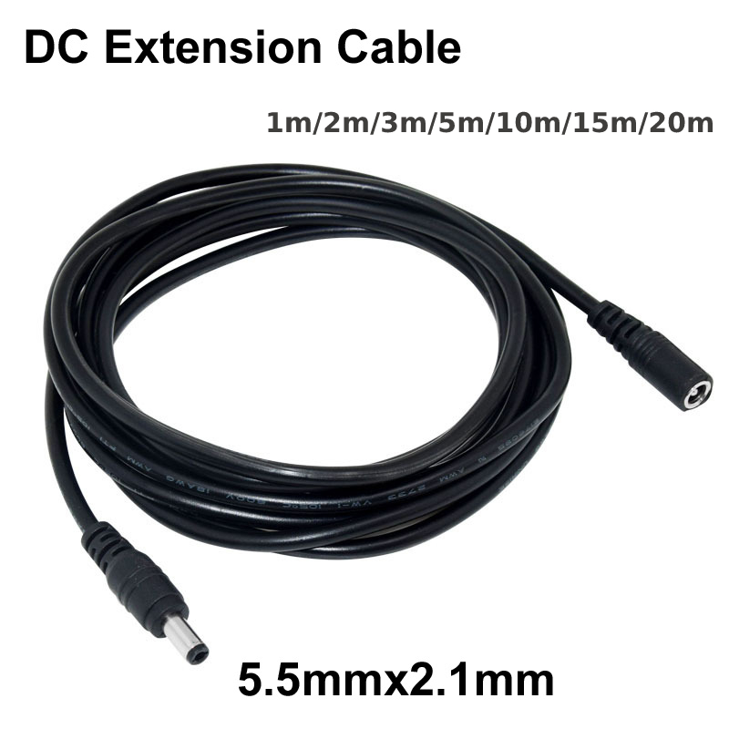 1/2/3/5M 12V 5521 Dc Stroomverlengkabel Snoer 5.5*2.1Mm Jack Mannelijke Naar Vrouwelijke Voedingskabel Voor Wifi Ahd Ip Beveiligings Cams Cctv Etc