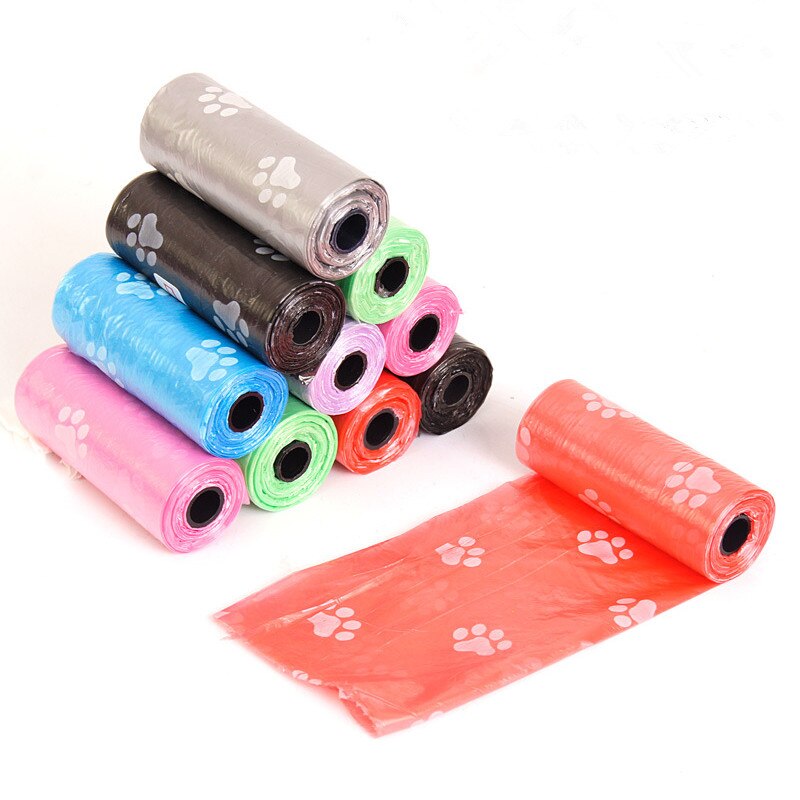 10Rolls Pet Poop Bags Footprint Printed Disposable Dog Waste Bags Biodegradable Outdoor Home Clean Refill Garbage Bag 15PCS/Roll