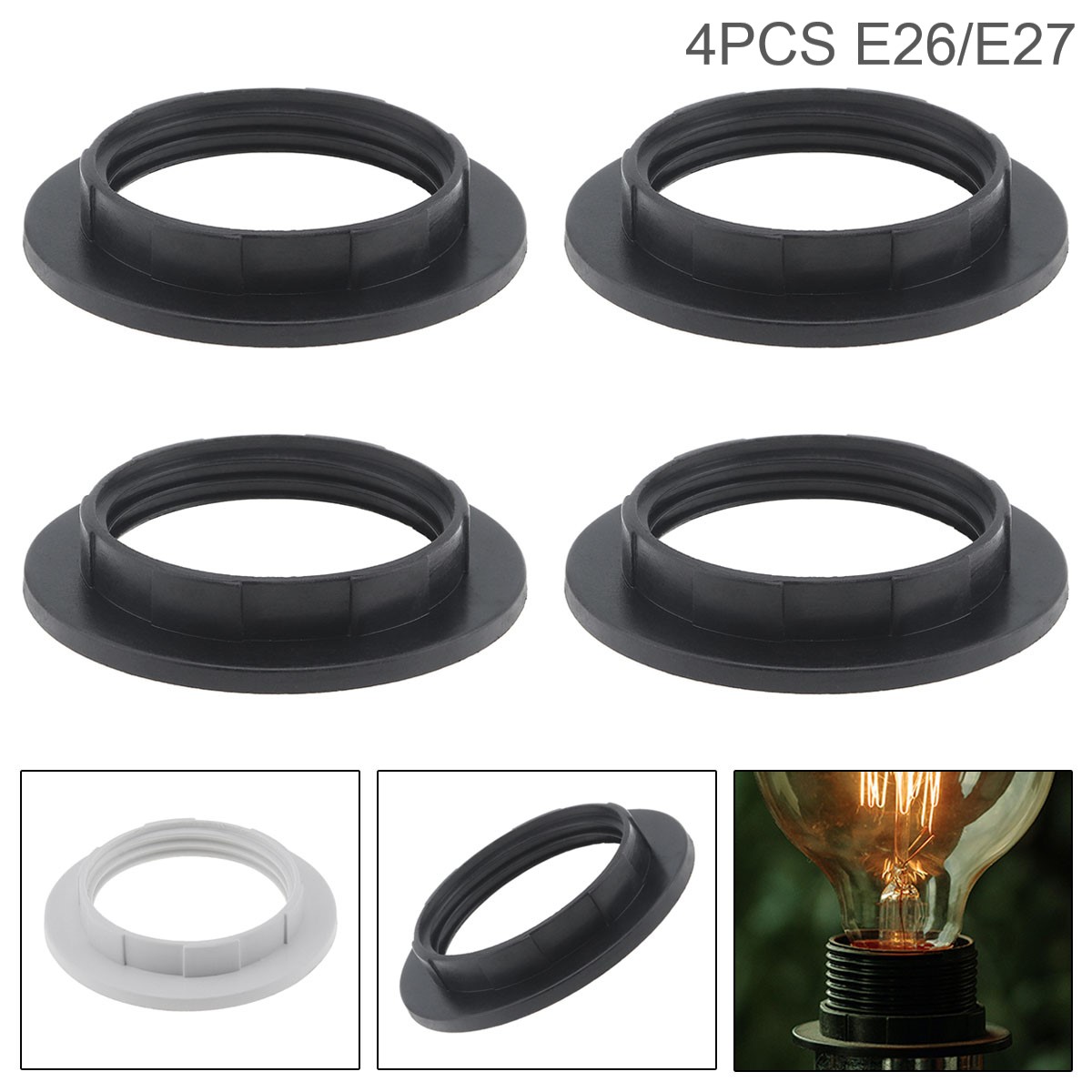 4 STKS/PARTIJ E26/E27 Lampenkap Adapter Lampenkap Kraag Ringen Schroefdraad Kandelaar Base Retainer Lock Socket Vervanging