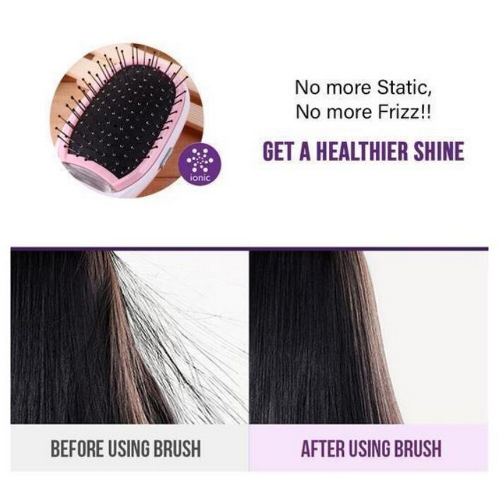 Portable Ionic Hairbrush Electric Hair Brush Anti-static Magic Negative Ion Hair Massage Comb More Frizz Hair Styling Tool