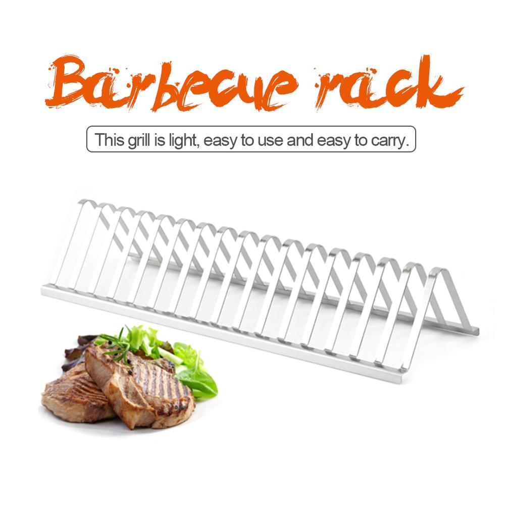 Rvs Barbecue Grill Houder Roken Rib Rekken Grillen Bbq Accessoires Outdoor Roosteren Stand Picknick Gebruiksvoorwerp 12Inch