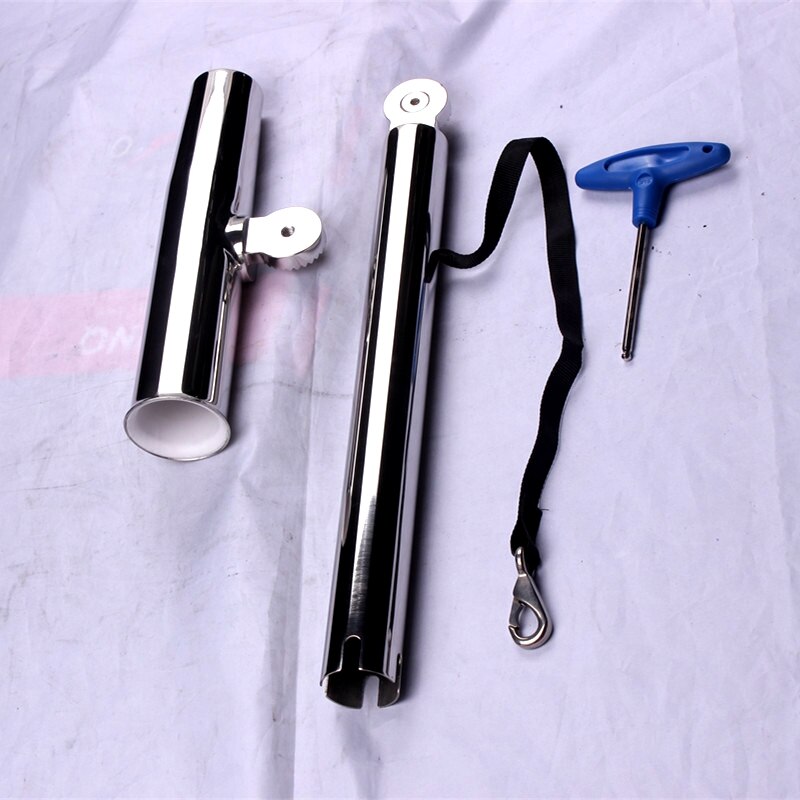 2 Pieces Boat Fishing Adjustable Rod Holder Outrigger Plug-in Marine Stainless Steel Rod Pod