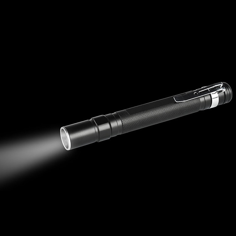 Pen Licht Mini Draagbare LED Zaklamp Q5 Zoom LED Zaklamp 1 Modus Spotlight Kleine Flash Light Pen Clip voor Camping wandelen Door 2xAAA