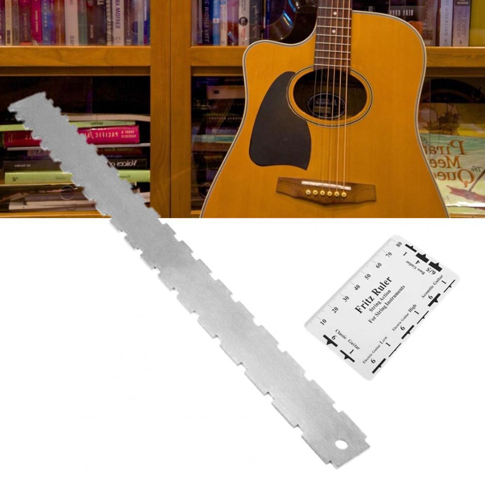 1Pcs Roest-Proof Basgitaar Hals Kloof Ruler Fretboard Inkeping Rechte String Pitch Meten Liniaal Set Met dubbele Schaal