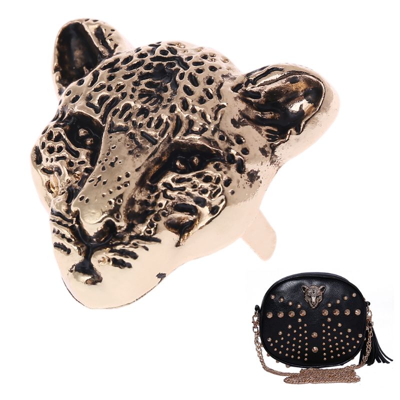 Bolsa de Metal con cabeza de leopardo para decoración de bolso de bricolaje, bolsas de hombro artesanales, accesorios de Hardware