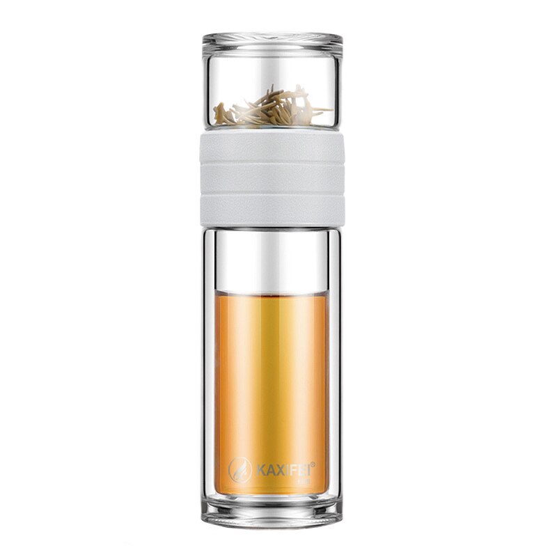 Termo de vidrio para infusiones, taza térmica para infusiones de acero inoxidable, novedad: White-glass bottle