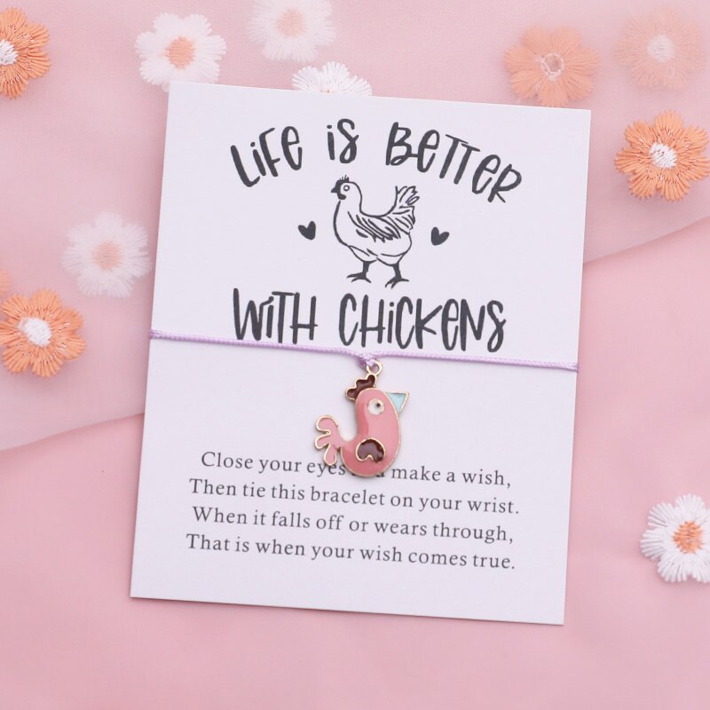 Kip Wish Armband Grappige Kip String Animal Vriendschap Armband Kip Sieraden Vrouwen Mannen Beste Vriend Interessante: Purple