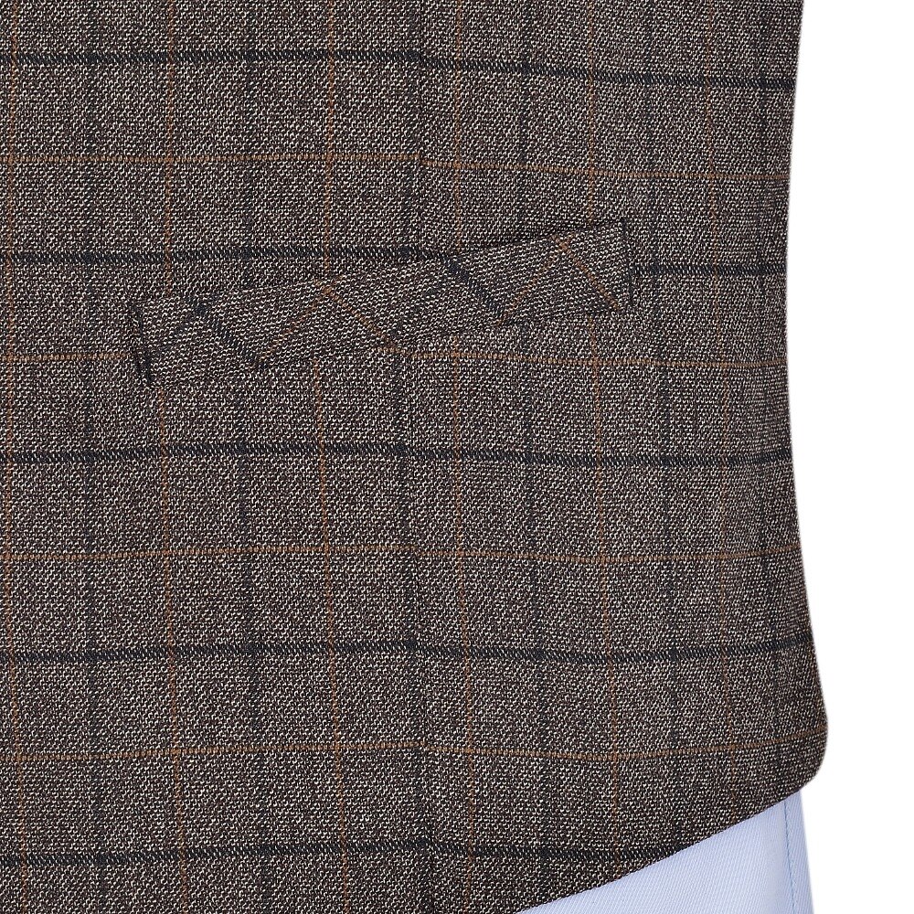 Colete masculino formal de algodão com caimento justo, colete de lã xadrez marrom para casamento, colete formal, padrinhos