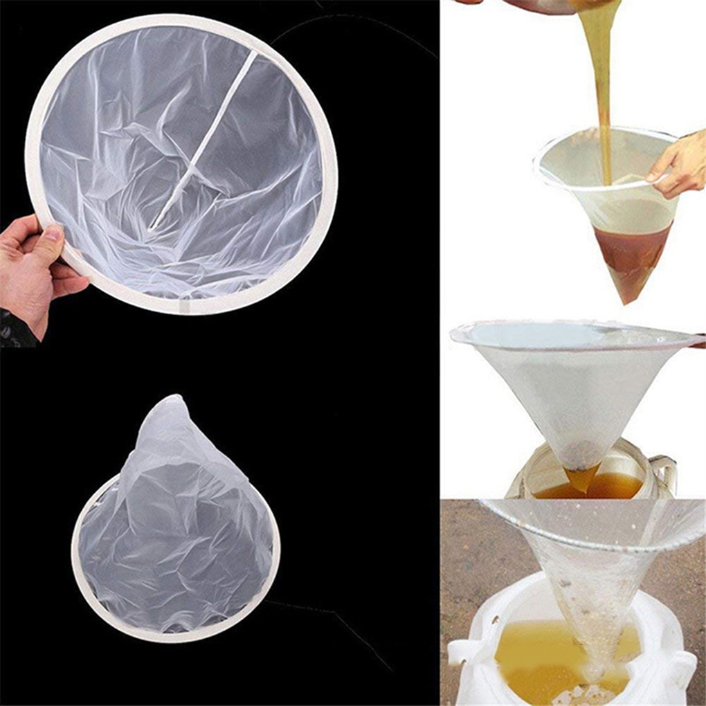 Mesh Nylon Cone-shape Honey Strainer Filter Fiber Net Single Layer White Beekeeping Tools Purifier Apiary Equipment 35cm