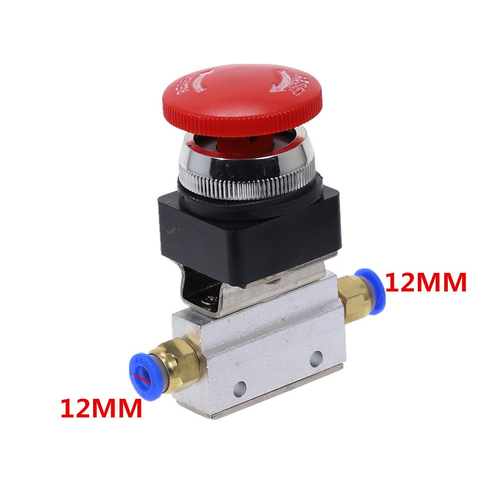 1PCS Red Mushroom Cap Emergency stop Button Self Lock 2 Position 3 Way Air Pneumatic Mechanical Valve MOV-3 1/8" Thread: 12mm