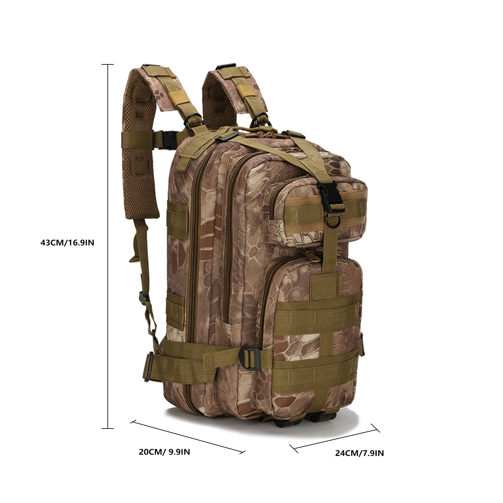Outdoor Camouflage Backpack Mountain Hiking Daypack Large Capacity Multi Pockets Webbings Rucksacks Climbing Hiking Bags
