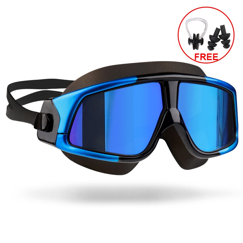 COPOZZ-Gafas de natación de silicona con marco grande para hombre y mujer, lentes de agua profesionales, antiniebla, UV, a prueba de agua: Morado