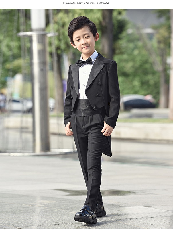 Costume de mariage formel pour bébé garçon, 1-10T, pour -né, fête de baptême, smoking de noël, 5 pièces: manteau, chemise, nœud papillon, pantalon