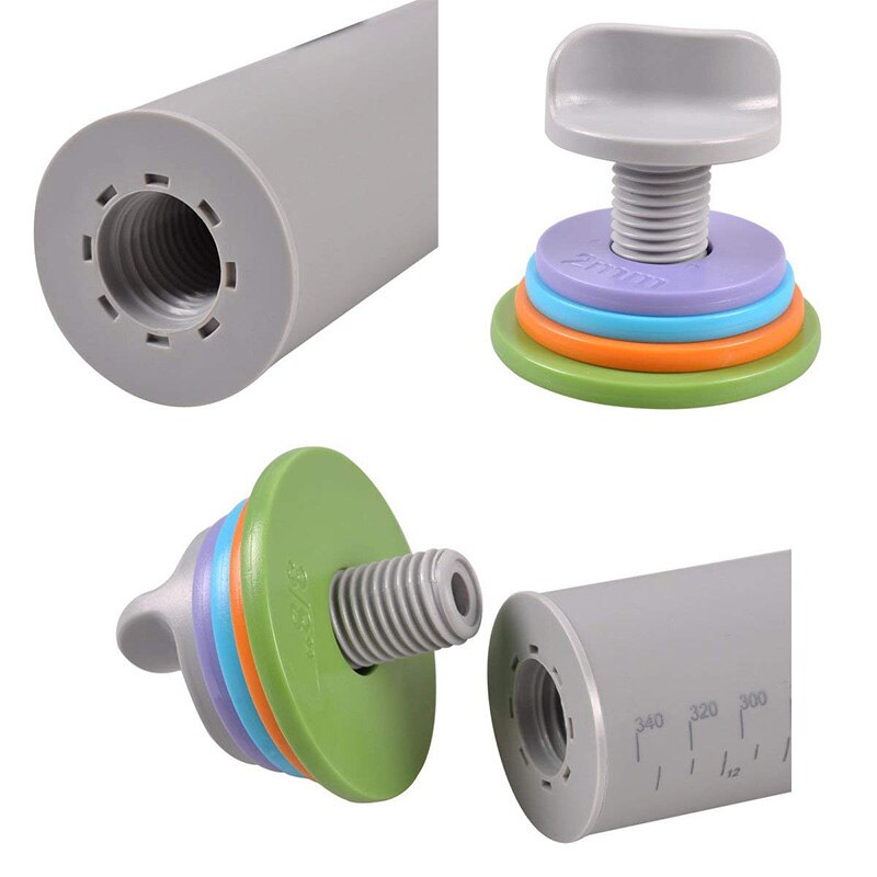 Adjustable Silicone Rolling Pin Dough Roller with Removable Thickness Rings Guides for Baking Dough Pizza Pie Cookies by Leeseph