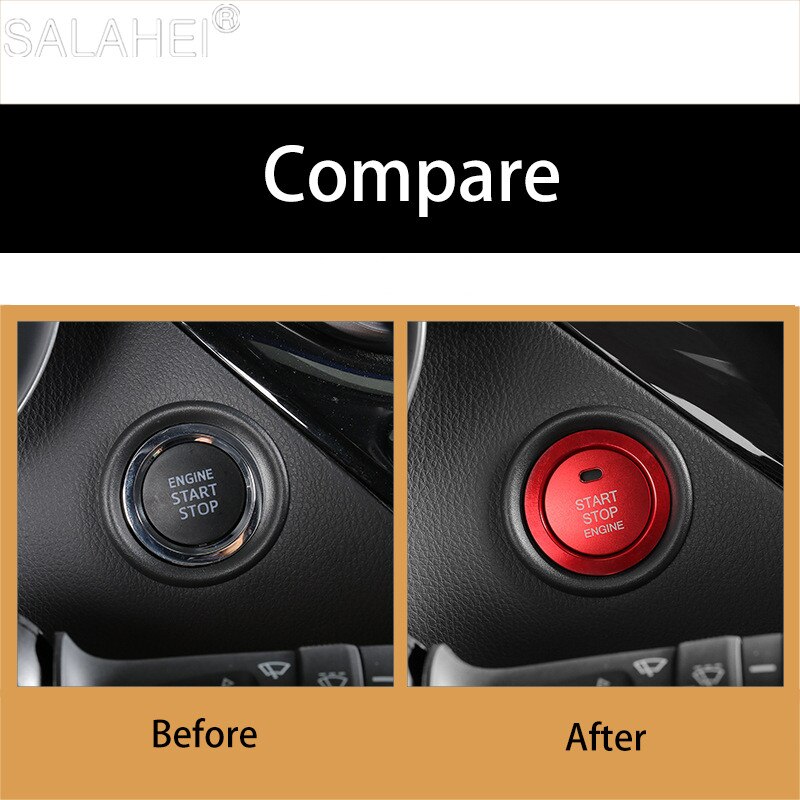Aluminum Alloy One-click Start Button Decoration Sequin Ring Interior Styling Sticker For Toyota CHR C-HR