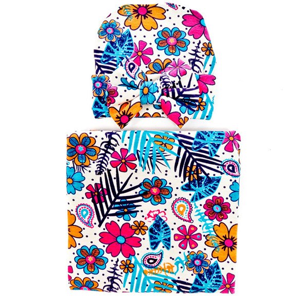 Pasgeboren Baby Jongens Meisjes Bloemen Katoenen Deken Hoofdband/Hoed Inbakeren Slapen Sleepsack Wandelwagen Wrap Jongen Meisje Deken: 9 Blanket-hat