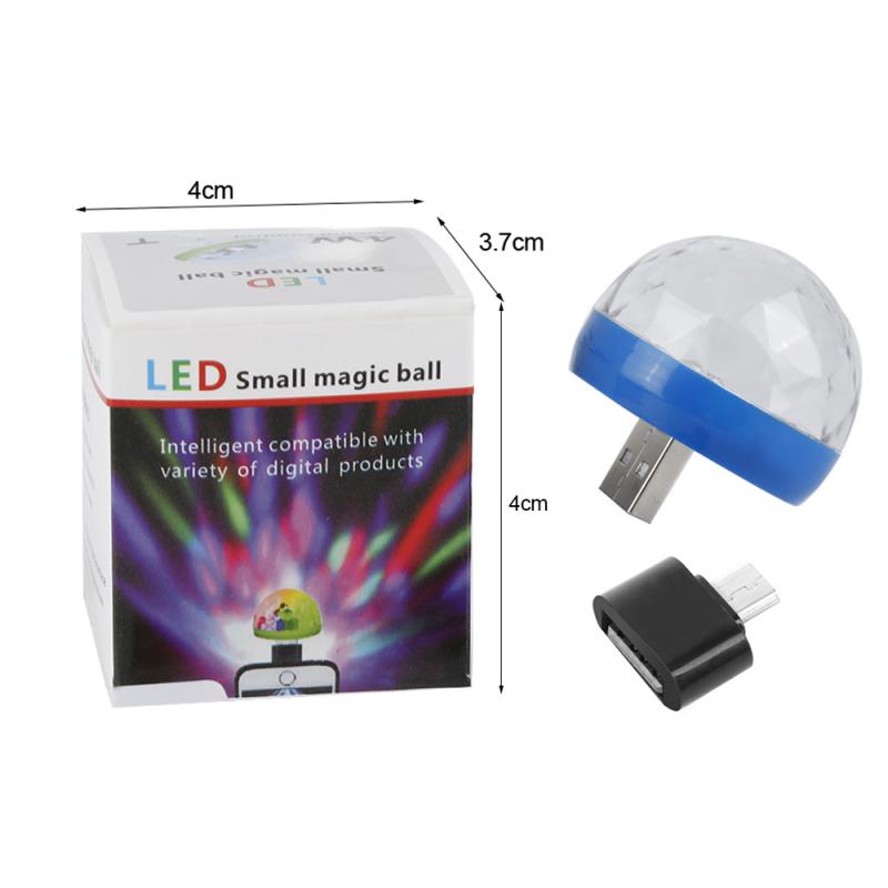 Mini luces de bola de discoteca portátil para escenario Android/Huawei/Apple enchufe USB adaptador compatible con el usuario Luz de dj cabeza móvil